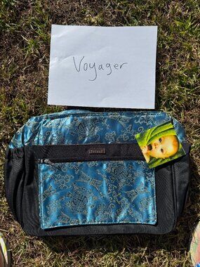Asian Brocade Voyager Steel Blue Black Diaper bag 3pc Set Messenger Baby Shower